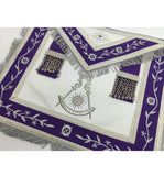 Masonic Blue Lodge Past Master Silver Machine Embroidery Freemason Purple Apron - kitchcutlery
 - 2